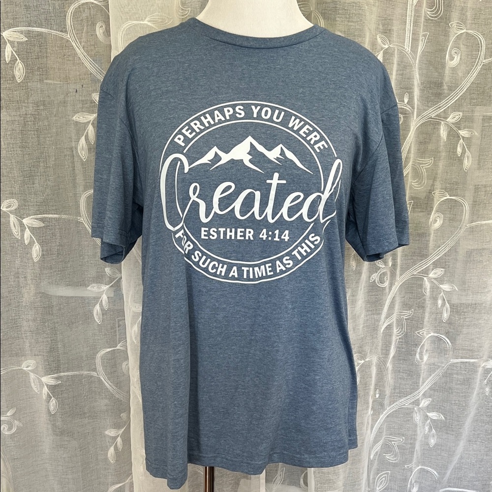 NWOT Esther 4:14 Scripture Blue Graphic T-Shirt Large
